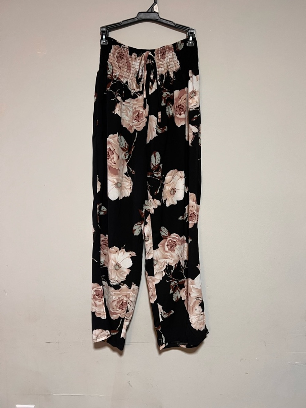 Shein Curve Womens Size 0XL Floral Print Wide Leg Boho Pants Elastic Waist